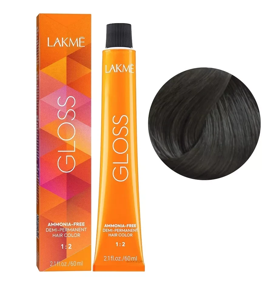 Крем-краска тонирующая для волос без аммиака Lakme Gloss Color Rinse 4/00 Средне-каштановый натуральный 60 мл