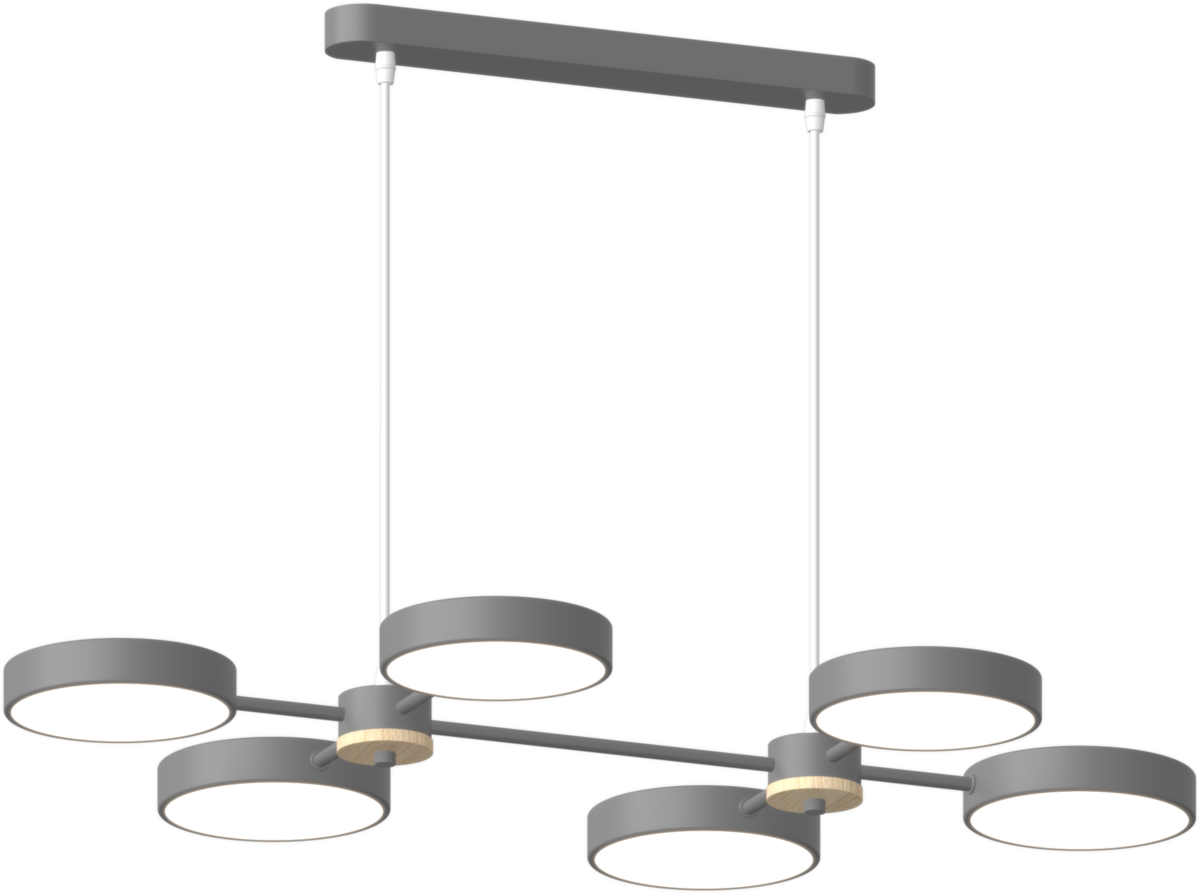 Люстра подвесная светодиодная Light House SRS-19606/6 GREY/WOOD Серый/Дерево