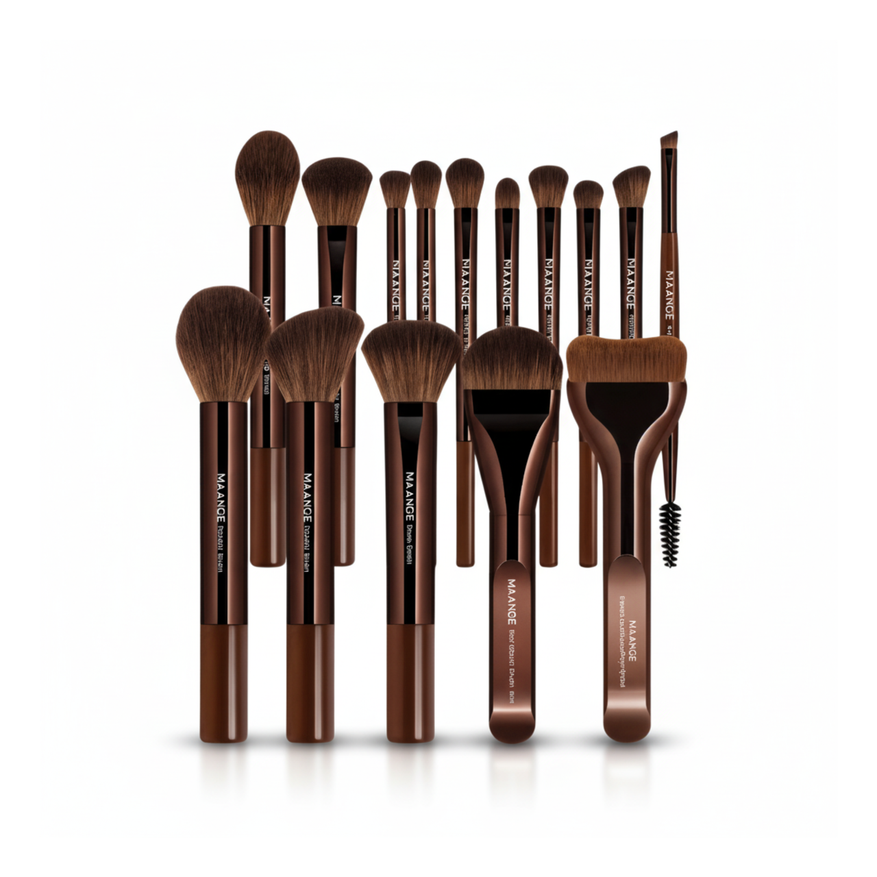 Набір пензлів для макіяжу MAANGE для сухих та вологих текстур штучний ворс 15 шт. Шоколадний (2831162529)