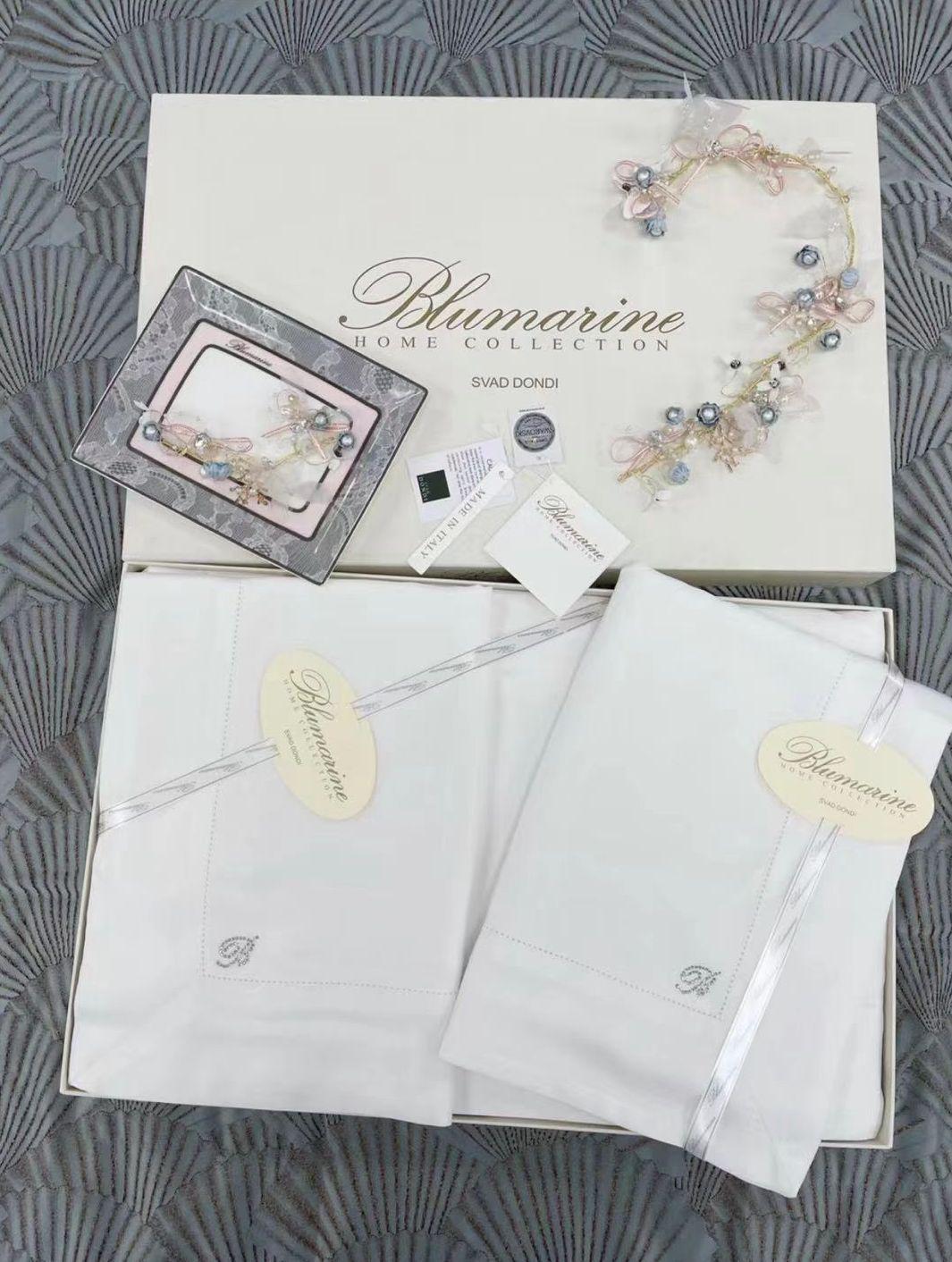 Комплект постельного белья Blumarine двуспальный евро хлопок/сатин Белый