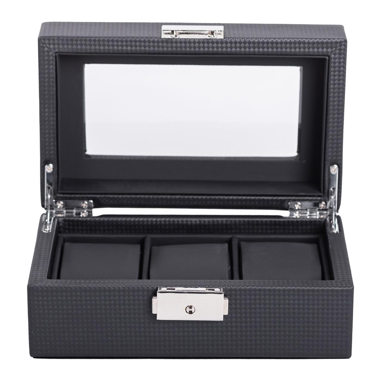 Шкатулка для наручных часов деревянная на 3 отсека 19x11,5x8 см (6666)