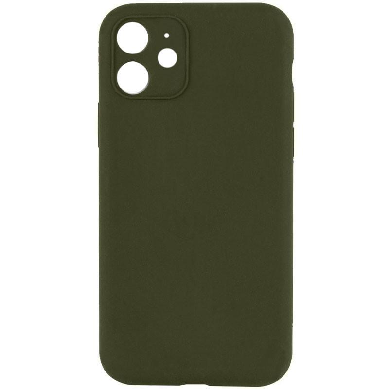 Противоударный чехол Silicone Case Full Camera Protective (AA) NL для Apple iPhone 12 (6.1") Зеленый / Dark Olive