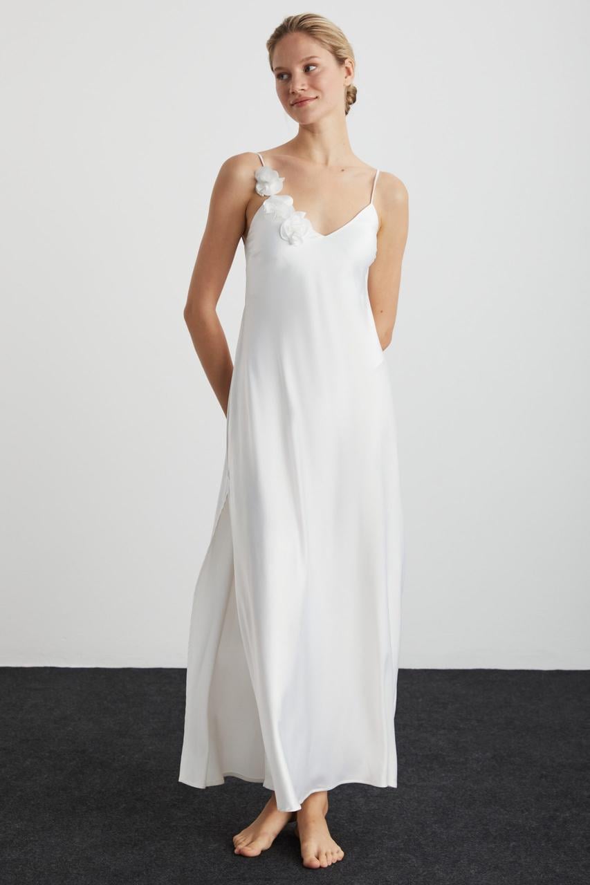 Ночная рубашка длинная Kom Розе р. 38 Экрю (8682919225501)