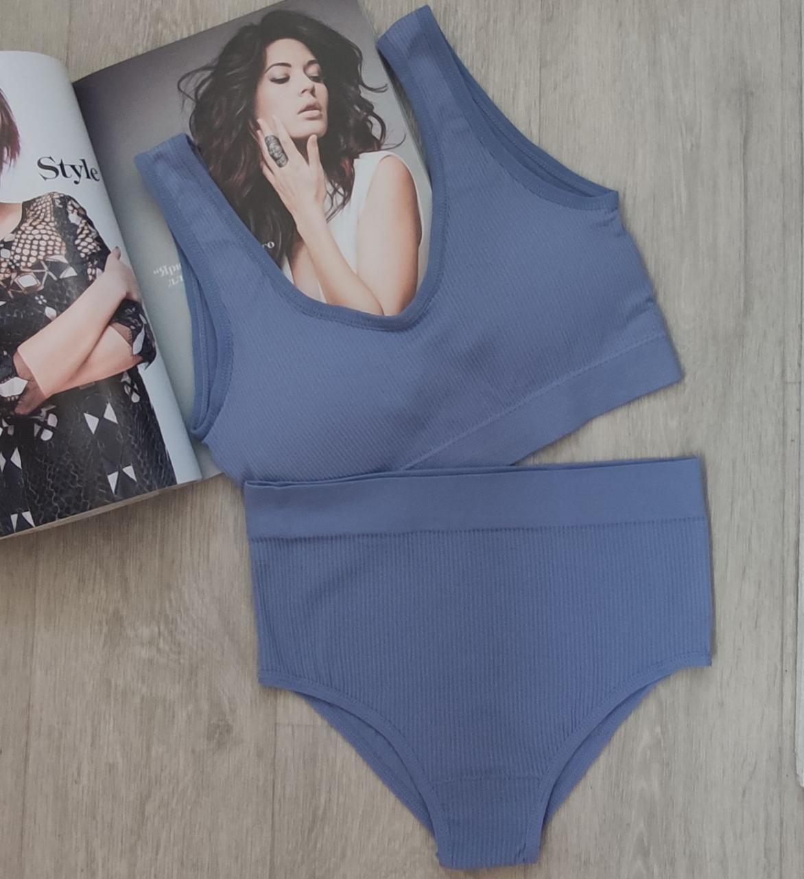 Комплект нижньої білизни в рубчик S/M Темно-пудровий (1440) - фото 7 Комплект нижньої білизни в рубчик S/M Темно-пудровий (1440) - фото 7