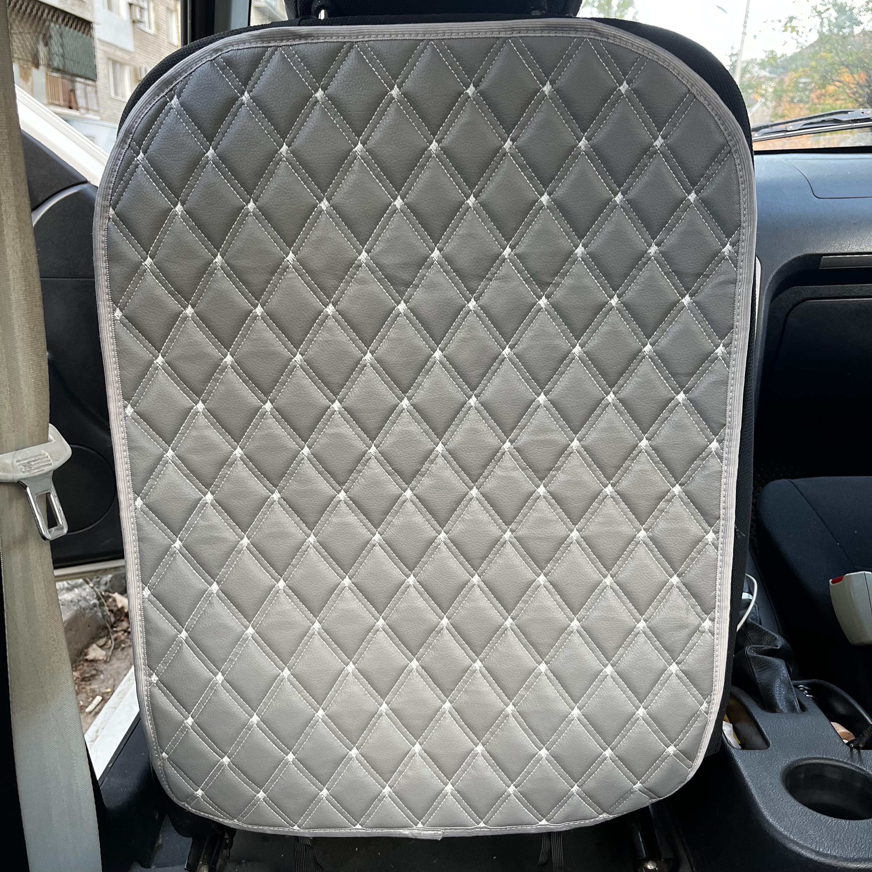 Накидка захисна на спинку переднього сидіння автомобіля з екошкіри 60x45 см заокруглена Сірий (29882944)