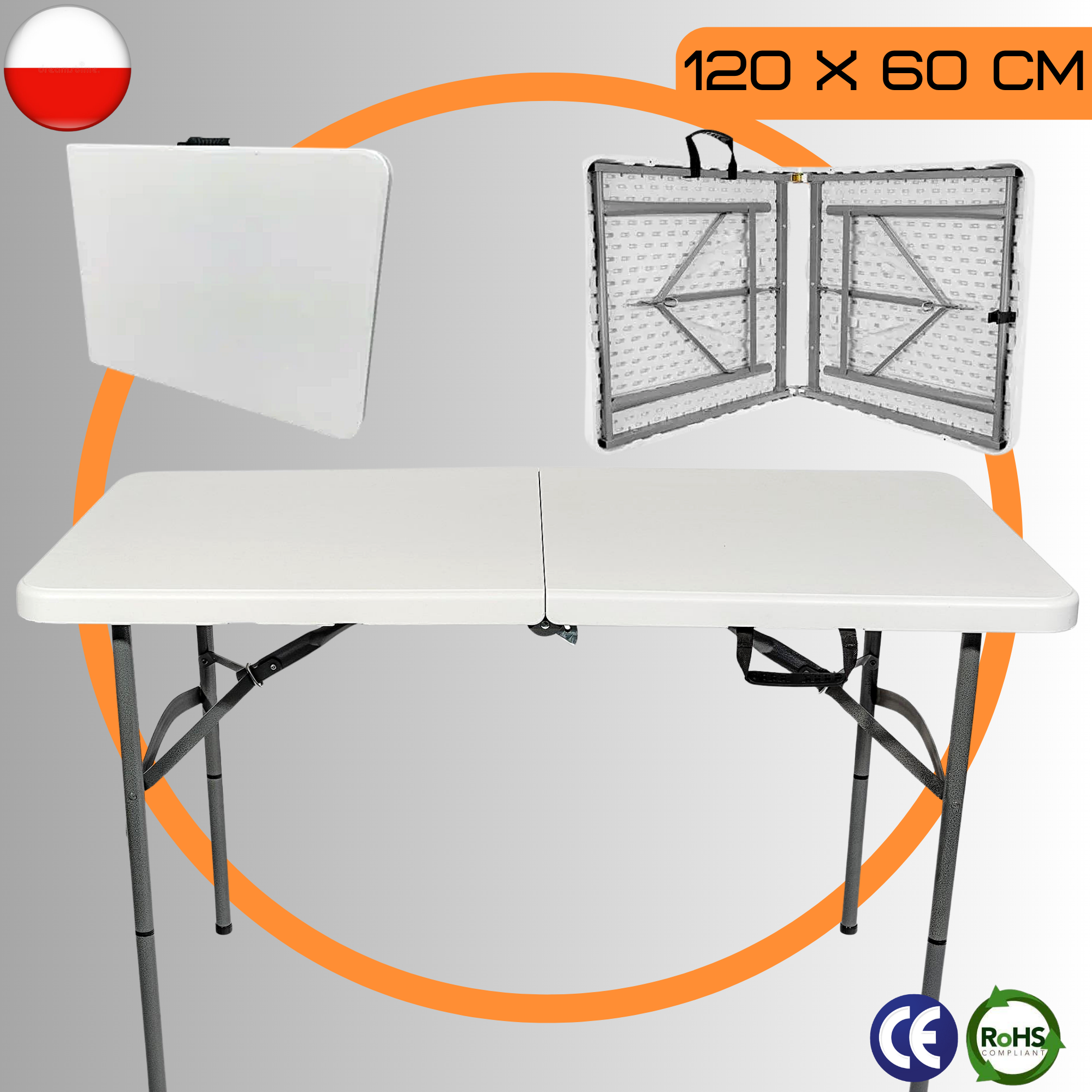 Стол-чемодан Gardenline Party раскладной садовый 120x60 см до 100 кг Белый (AN-GL120) - фото 3