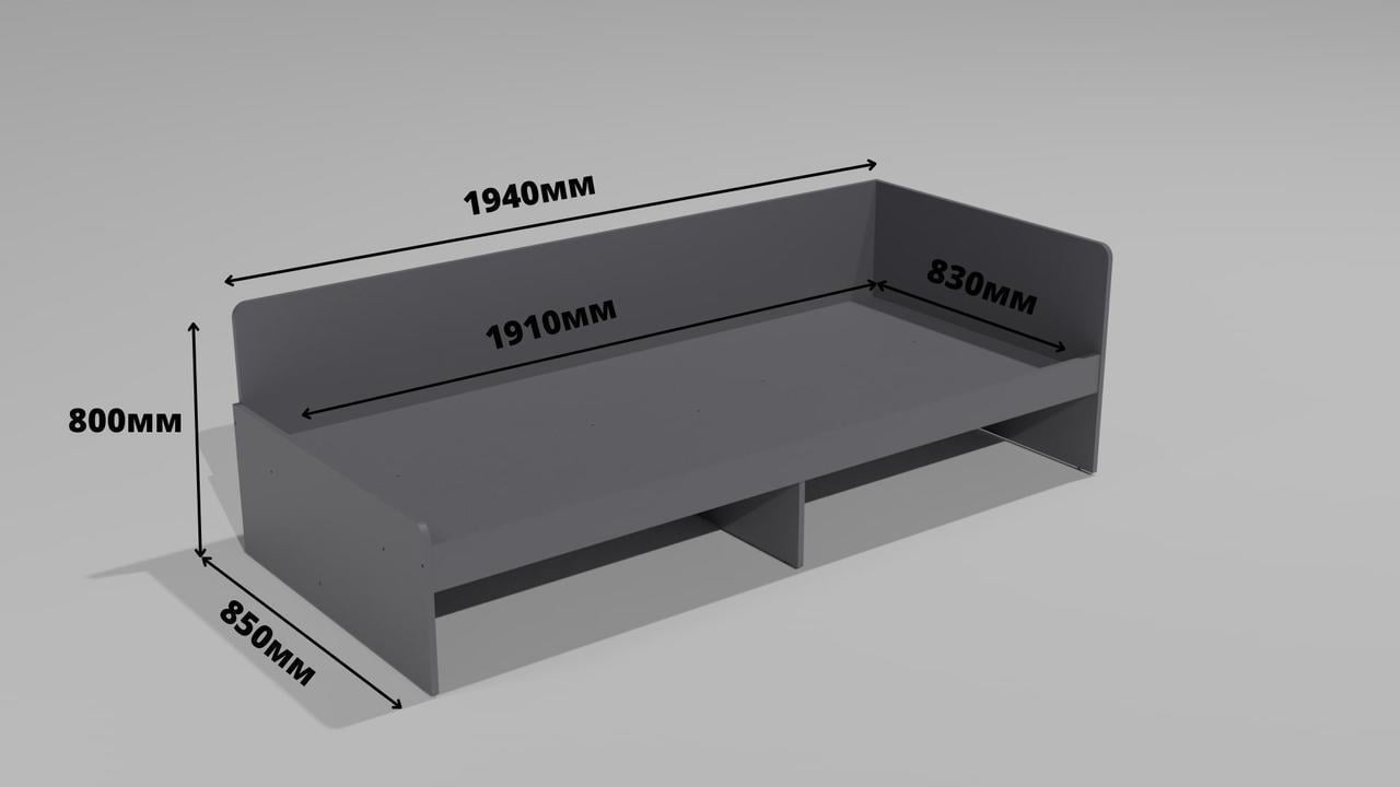 Кровать односпальная Эверест Соната-800 сплошной щит Графитовый (е-20677) - фото 2