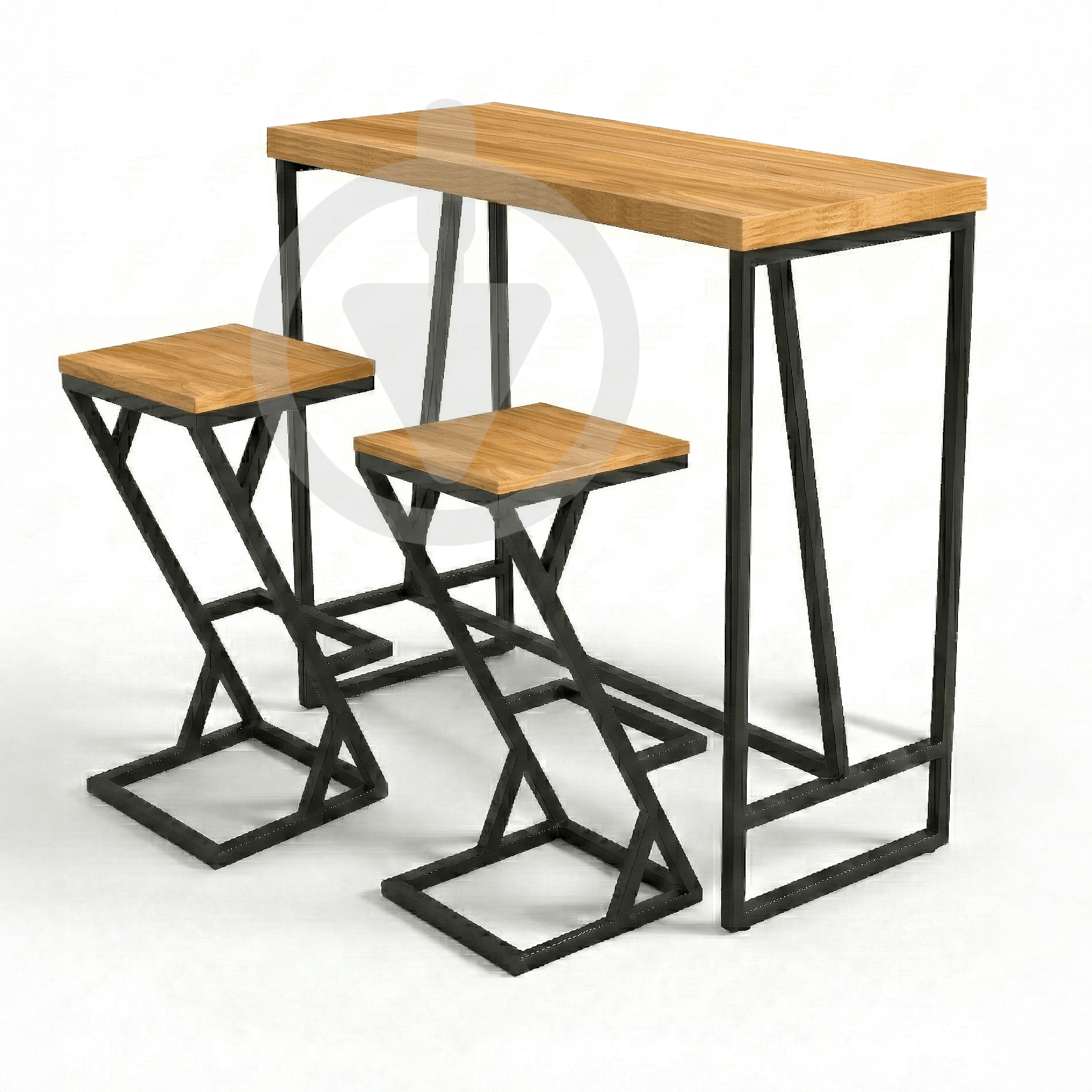 Барный стол со стульями AVVS Лофт 1110х470 мм натуральное дерево 40 мм/металлический каркас Черный/Дуб Барный стол со стульями AVVS Лофт 1110х470 мм натуральное дерево 40 мм/металлический каркас Черный/Дуб