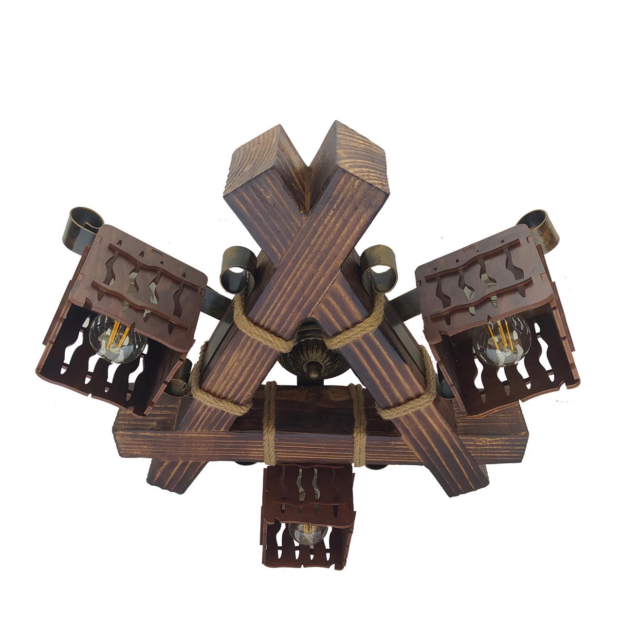 Люстра потолочная деревянная Lighthouse LPR-20106/3С Коричневый (112207)