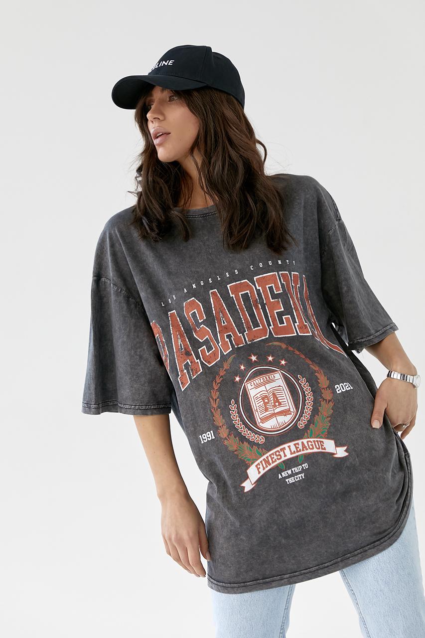 Футболка удлиненная oversize "Pasadena" L Темно-серый (9806918)