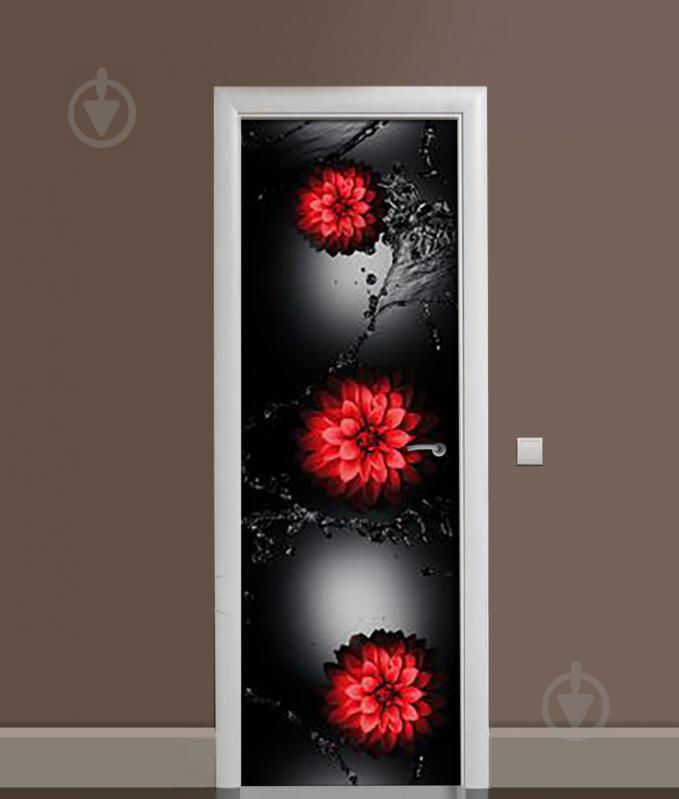 Наклейка на дверь Zatarga «Георгины в воде» 650х2000 мм виниловая 3Д наклейка декор самоклеящаяся