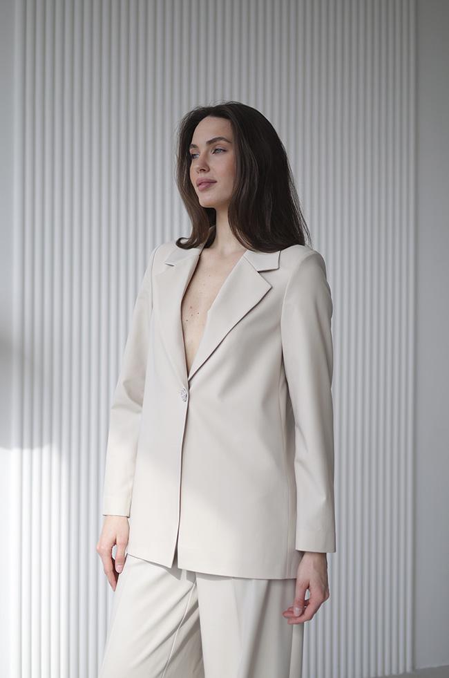 Костюм Lipar 4129 праздничный жакет/брюки р. 54 Бежевый (16957402) - фото 5