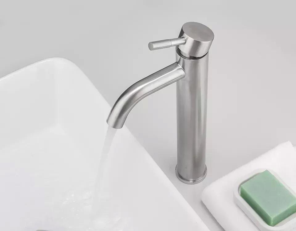 Змішувач для умивальника Wezer EKO11С-01 високий одноважільний Сатин (155195) - фото 4