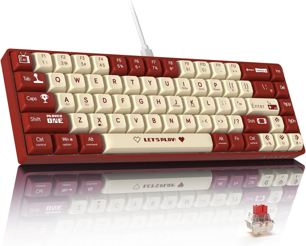 Клавіатура механічна дротова Ajazz AK680 RGB-підсвітка червоні світчі hotswap Red (2569097985)