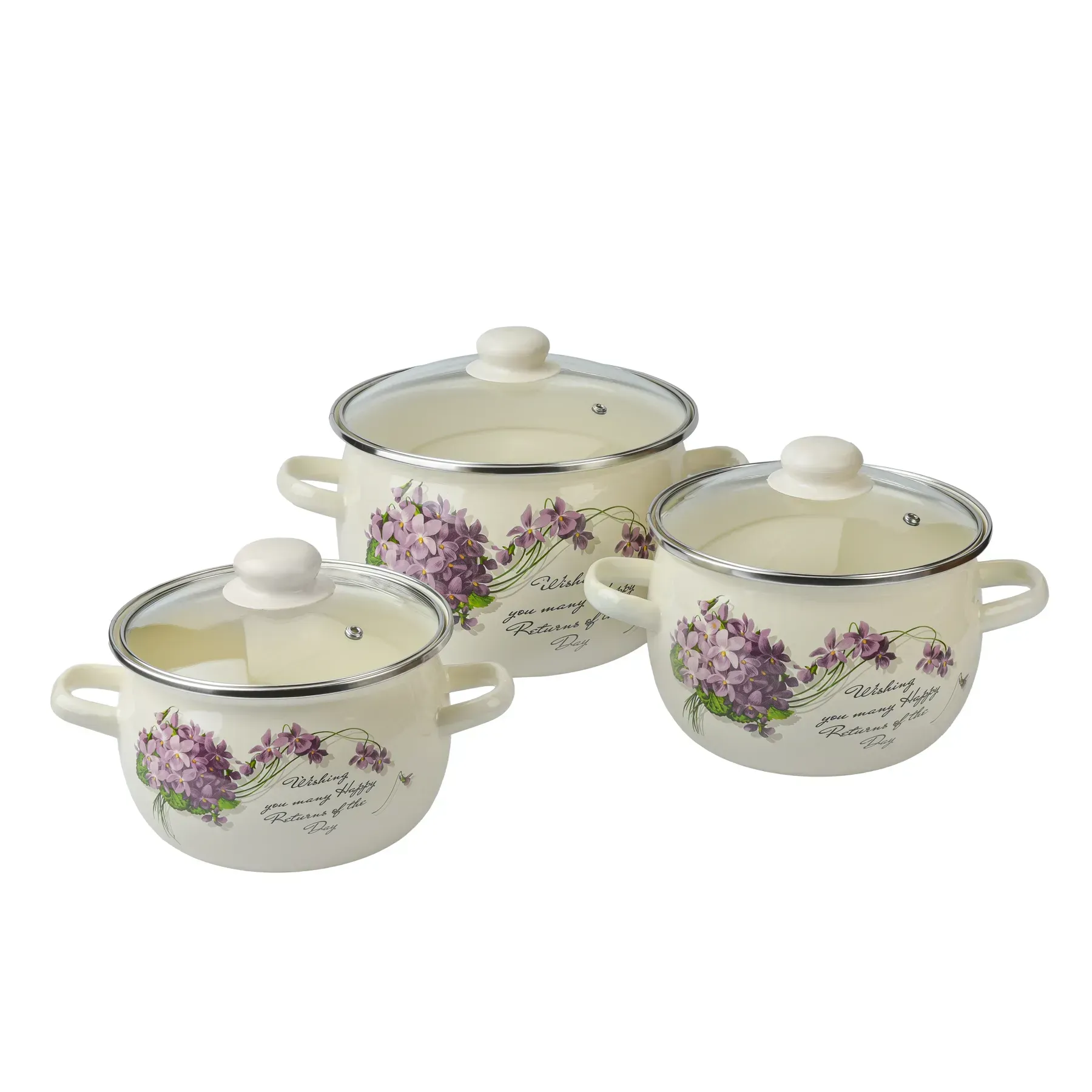 Набір каструль Віола зі склянними кришками 3 шт. (28426602)