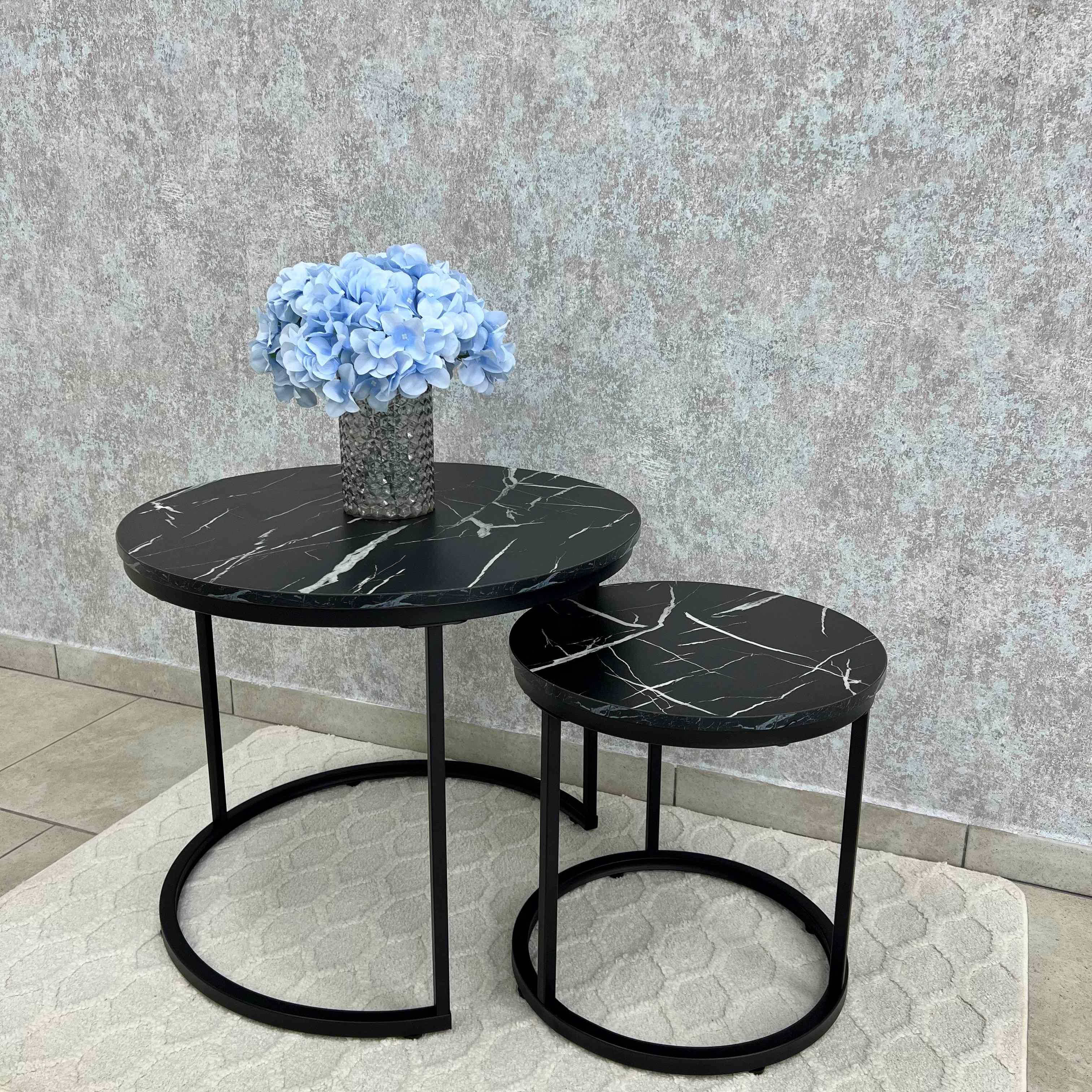 Комплект журнальних столиків LUMINARIA TWIN 2 шт. Чорний мармур (29668997) - фото 1