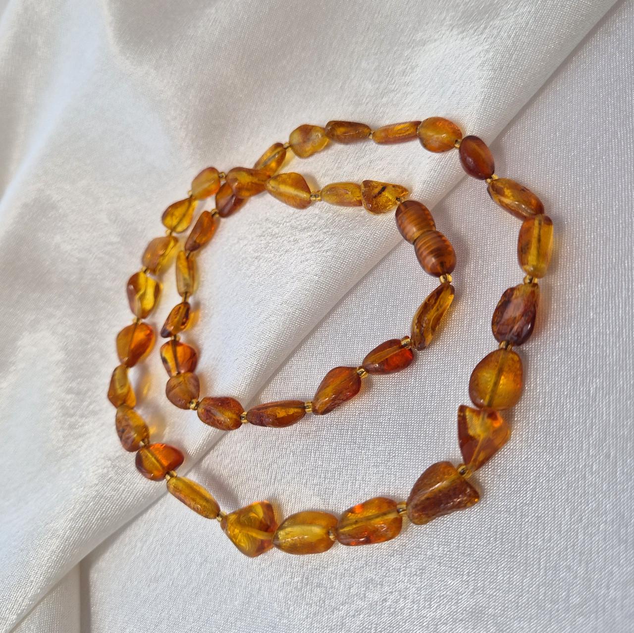 Бусы из натурального Янтаря лечебный необработанный 47 см Медовый