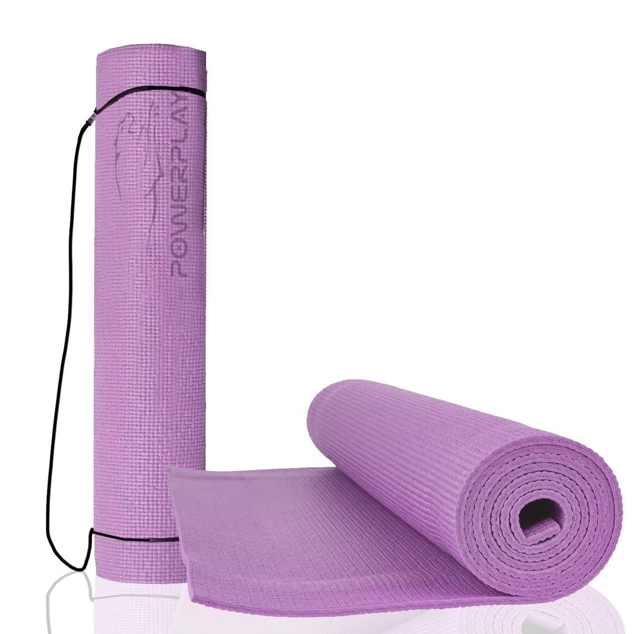 Килимок для йоги та фітнесу PowerPlay 4010 PVC Yoga Mat 173x61x0,6 см Лавандовий - фото 2