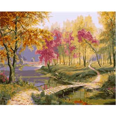 Набор для росписи по номерам Strateg Красочный осенний пейзаж 40х50 см (VA-1523-mt)