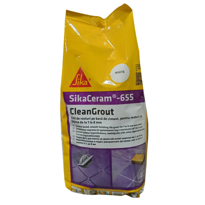 Затирка цементна для швів Sika Sikaceram-655 2 кг Білий