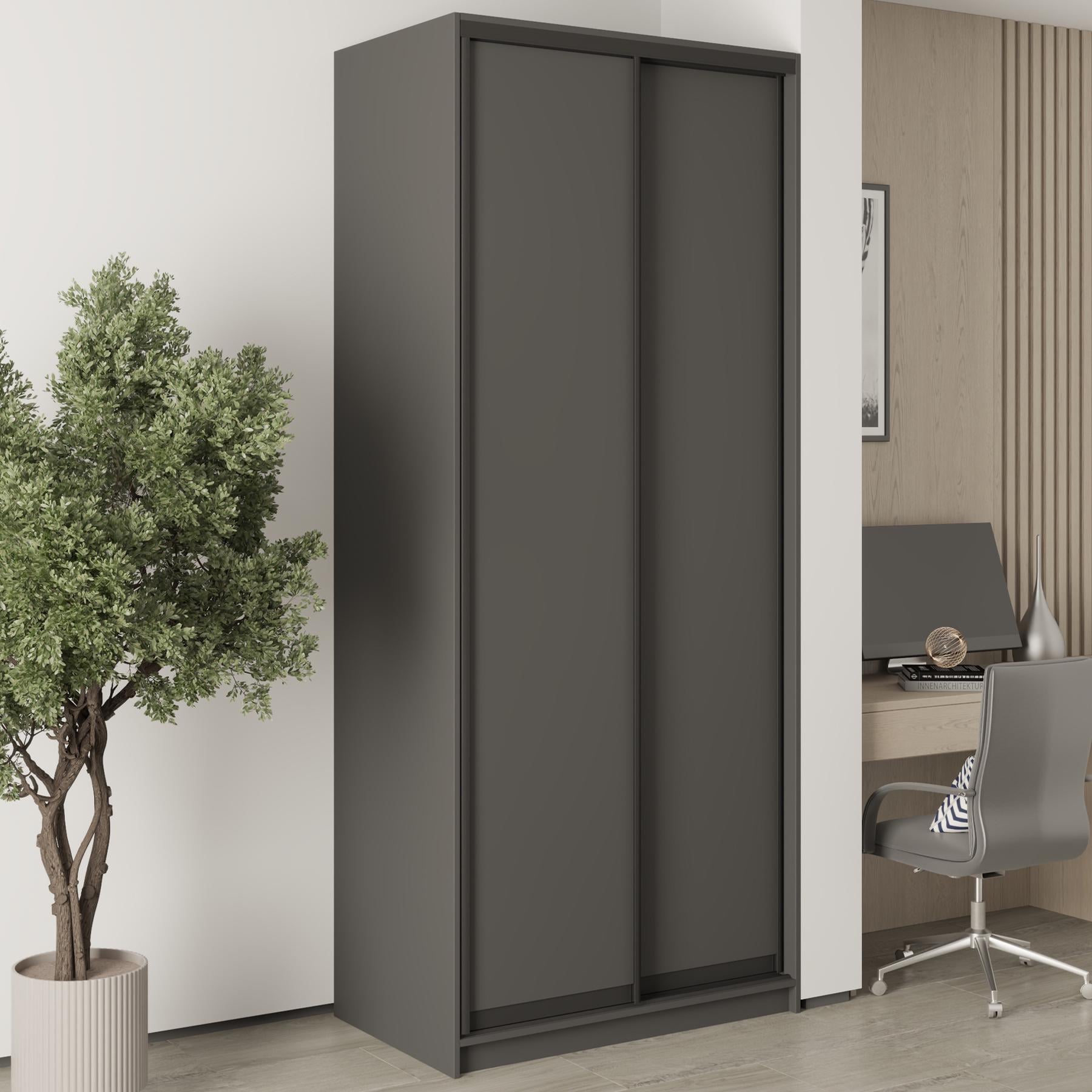 Шафа-купе дводверна MebelStar Стандарт BG 2 ДСП 100x45x240 см Антрацит (MBS-9958)