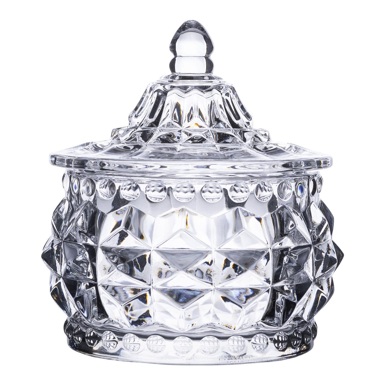 Стеклянная сахарница Glass Jay с крышкой в ​​восточном стиле Ice Flowers Прозрачный