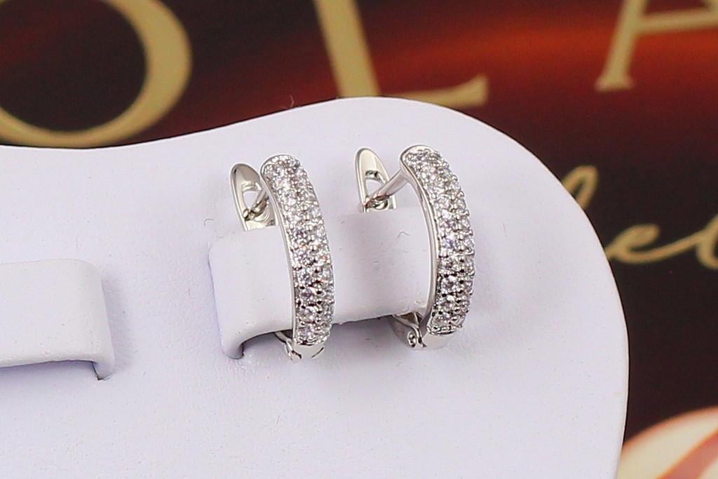 Сережки Xuping Jewelry дві доріжки з фіанітів 1,4 см Сріблястий (1934266066)