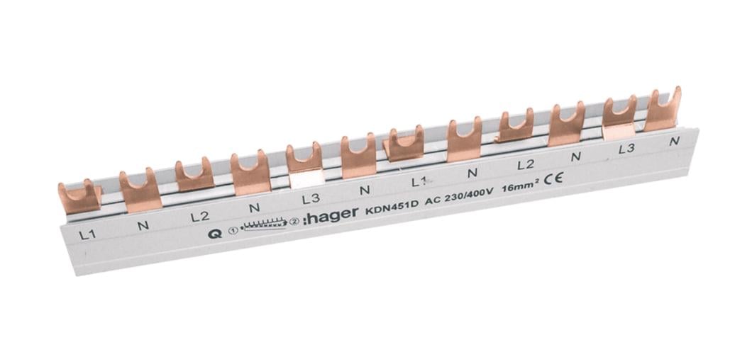 Шина Hager KDN451D фазная 3P+N 16 кв. мм 12M (000144906)