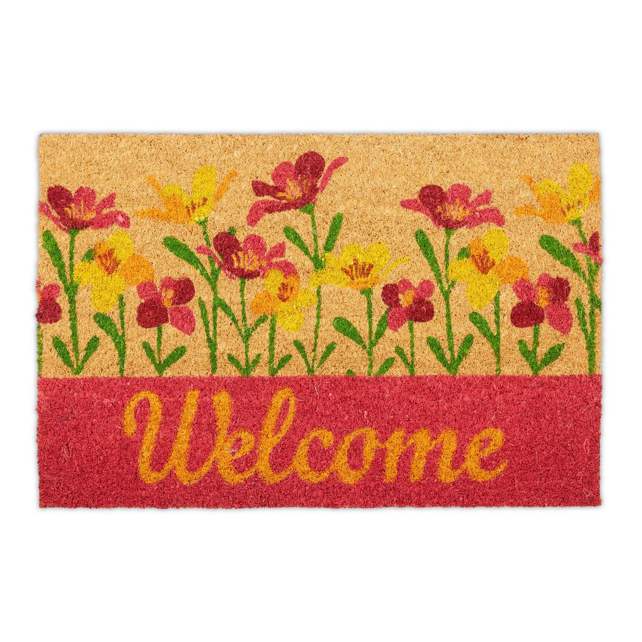 Коврик Relaxdays Welcome с рисунком цветов 60x40 см (10035504)