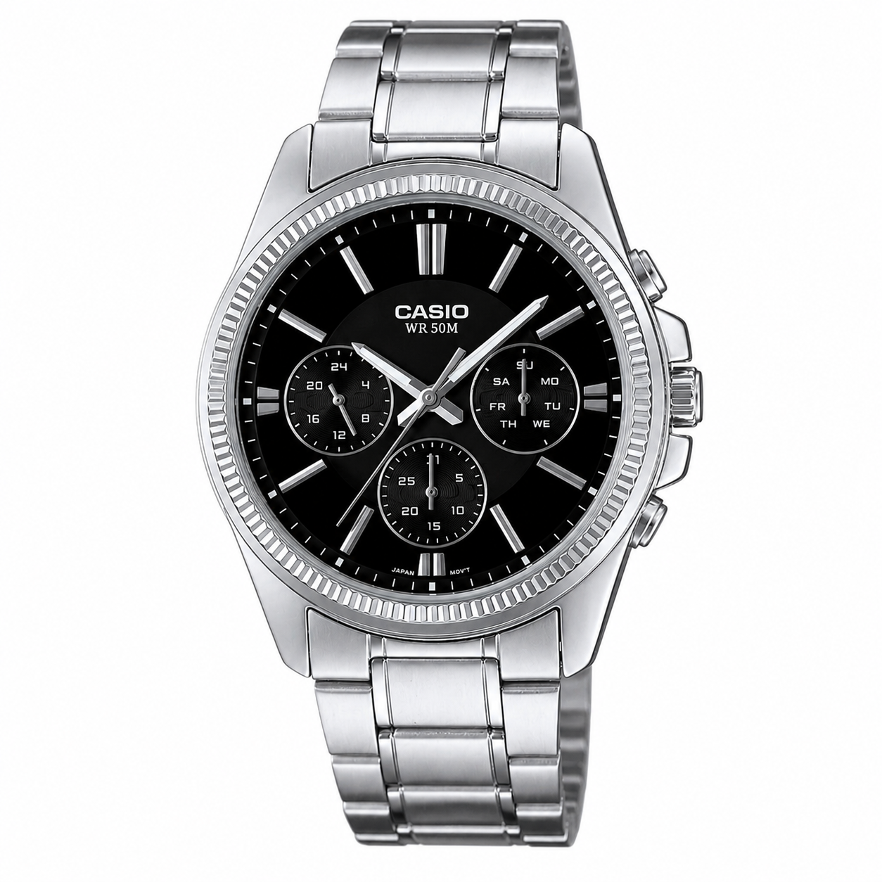 Часы наручные мужские Casio MTP-1375D-1A кварцевый стальной браслет/индикация дня и даты Черный