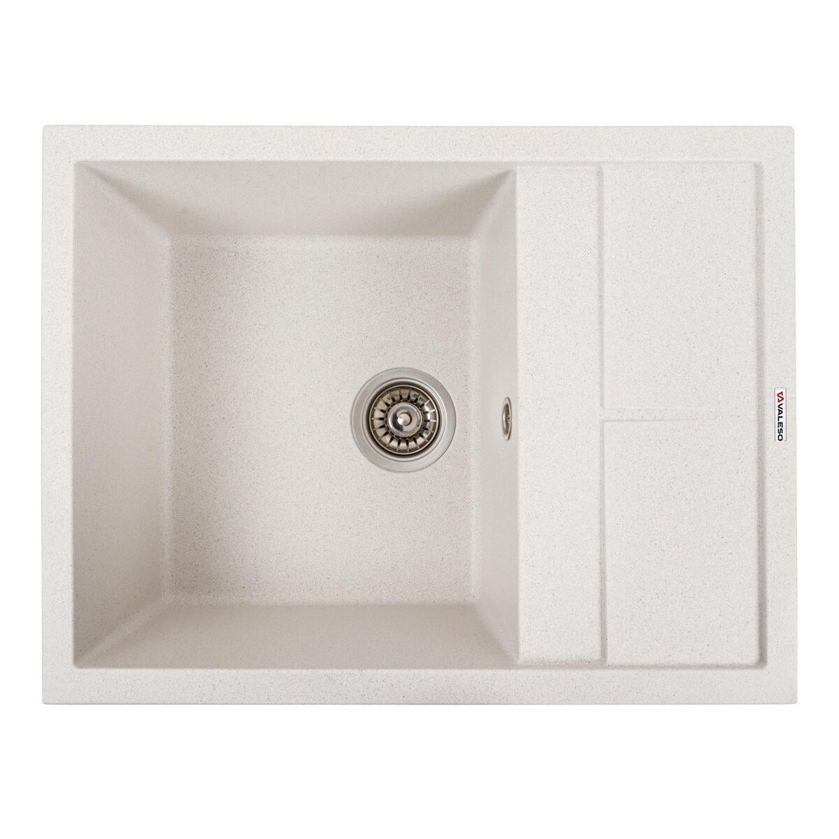 Мойка для кухни гранитная врезная Valeso Lotos прямоугольная 650x500 мм Белый матовый в точку (SP000047128)