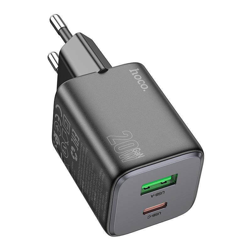 Зарядний пристрій мережевий Hoco N41 USB Type-C 20W 3A PD/QC Чорний
