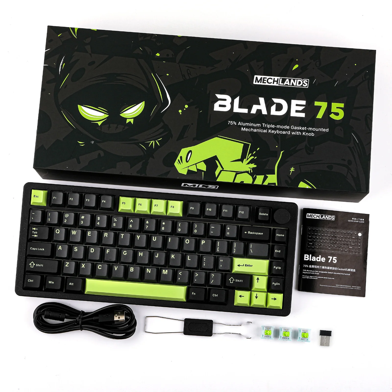 Клавиатура беспроводная MechLands Blade75 Black/Green (2000196) - фото 10 Клавиатура беспроводная MechLands Blade75 Black/Green (2000196) - фото 10