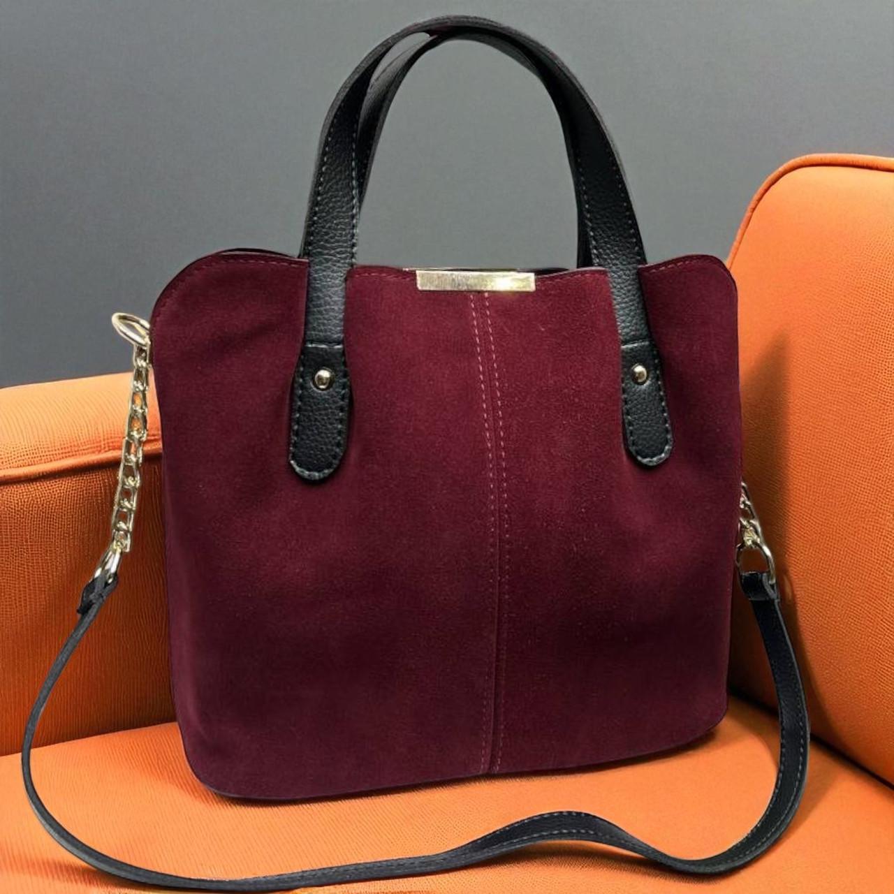 Сумка стильная женская вместительная через плечо с плечевым ремнем Бордовый - фото 1 Сумка стильная женская вместительная через плечо с плечевым ремнем Бордовый - фото 1