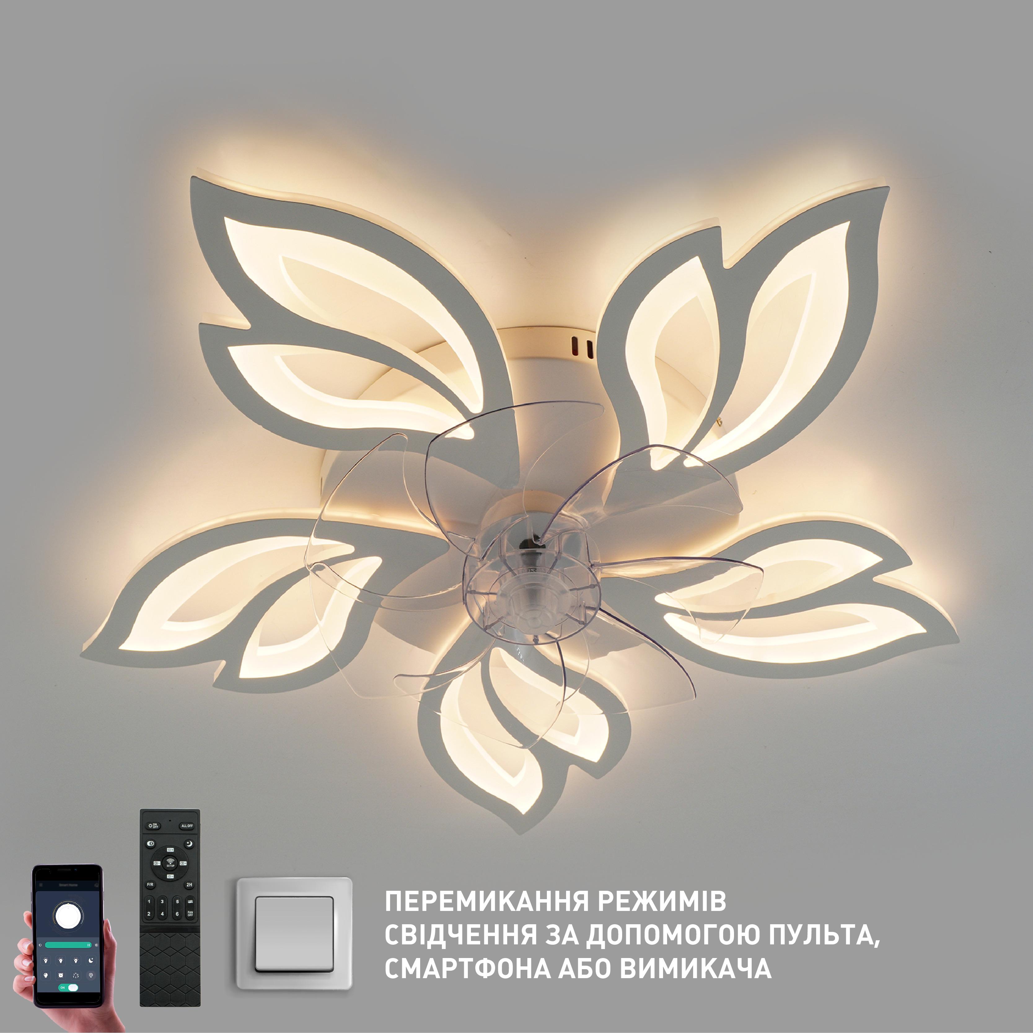 Люстра с вентилятором ESLLSE FAN ASTRA 5F-APP-680х120-WHITE/CLEAR-220-IP20 с пультом 85 и 18W (10419) - фото 6 Люстра с вентилятором ESLLSE FAN ASTRA 5F-APP-680х120-WHITE/CLEAR-220-IP20 с пультом 85 и 18W (10419) - фото 6