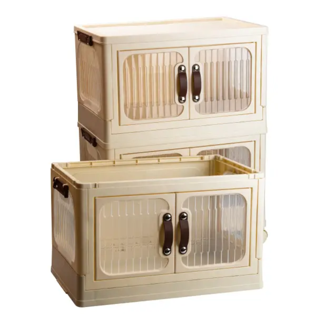 Шкаф-органайзер пластиковый складной на колесиках 47х29х87 см Бежевый - фото 2 Шкаф-органайзер пластиковый складной на колесиках 47х29х87 см Бежевый - фото 2