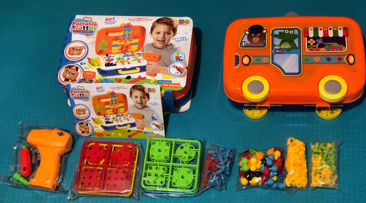 Конструктор-мозаїка Portable Platter 6в1 розвиваючий з дрилем 258 деталей (54472) - фото 3 Конструктор-мозаїка Portable Platter 6в1 розвиваючий з дрилем 258 деталей (54472) - фото 3