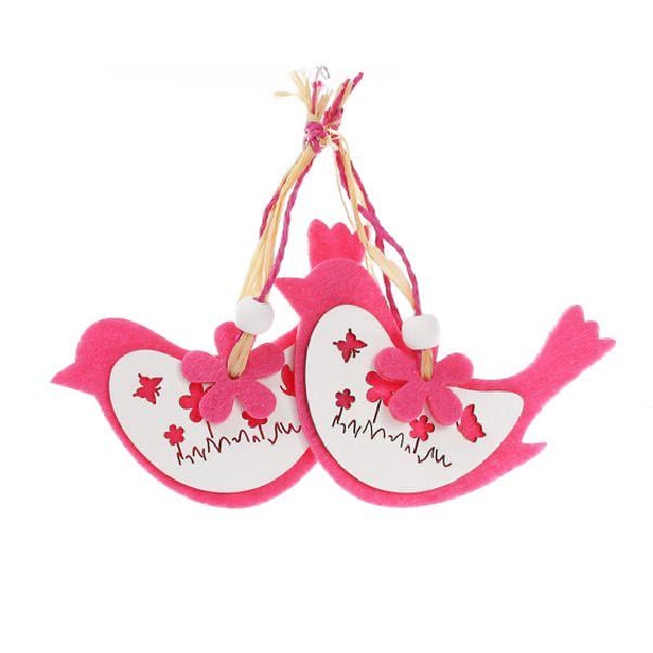 Декор пасхальный на подвесе BonaDi Птичка 9,5 см 2 шт Розовый (781-901)