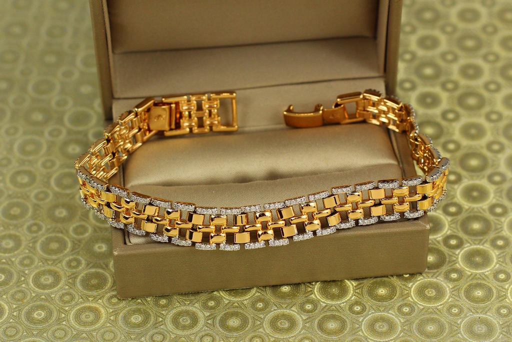 Браслет Xuping Jewelry Лента с родием 19,5 см 10 мм Золотой (31916638)