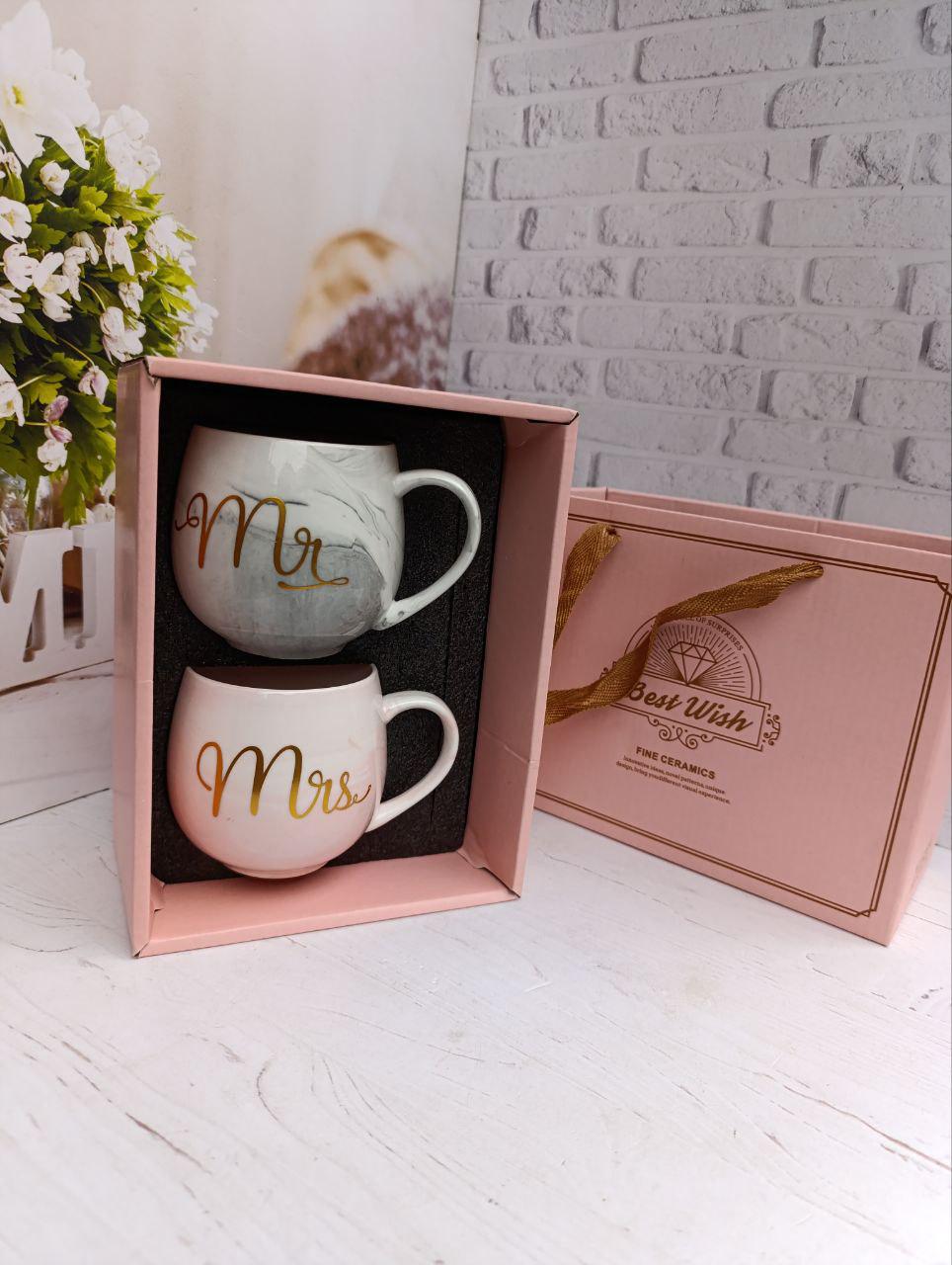 Набір чашок HOME MR&MRS керамічні в подарунковій коробці 2 шт. по 300 мл (B060367) - фото 3