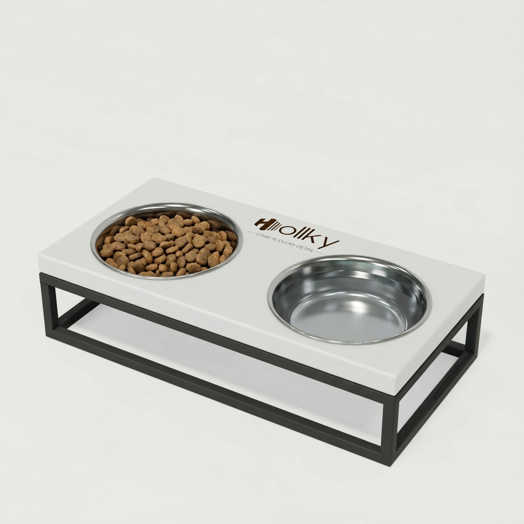 Миски на подставке для маленьких собак и котов Hollky Base S 2х0,45 л (BS-36187-GRWH)