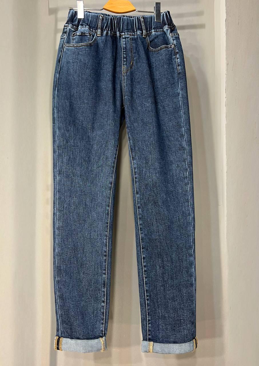 Джинсы женские Vanver 8003 MOM jeans с резинкой на талии стрейчевые высокая посадка р. 36 Темно-синий (3298) - фото 6