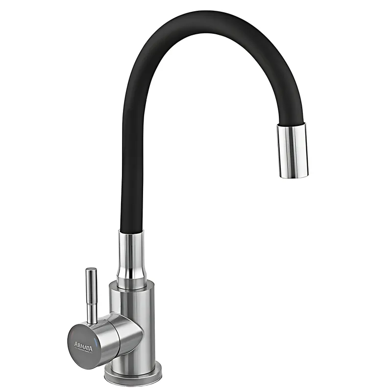 Смеситель для кухни Armata SUS-011 Refl.Black с силиконовым изливом Черный (CH6480)