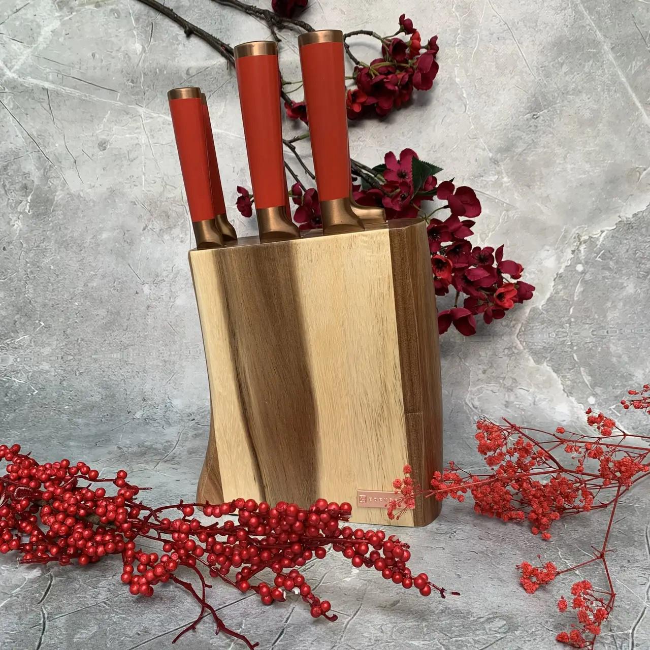 Набор ножей кухонных Edenberg EB-11029 с деревянной подставкой 7 пр. Красный (EB-11029) - фото 1 Набор ножей кухонных Edenberg EB-11029 с деревянной подставкой 7 пр. Красный (EB-11029) - фото 1