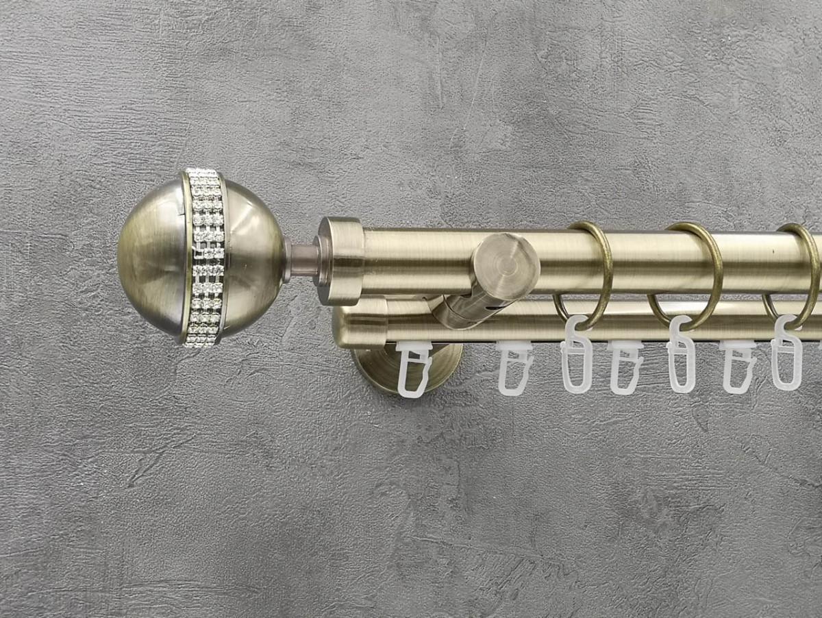 Карниз Quadrum Авея гладкая/импрессионная штанга двойной универсальный 25/19 мм 300 см Антик (261180211)