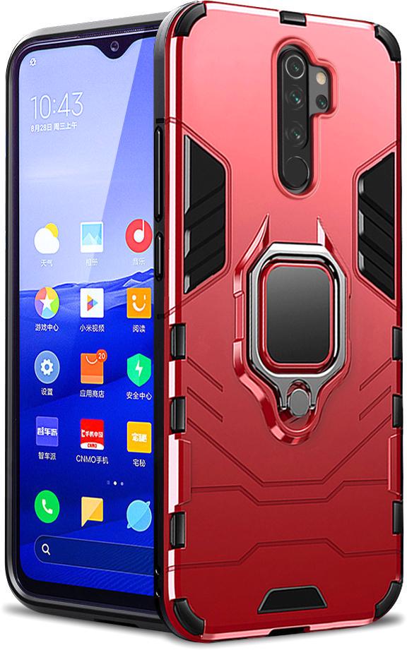 Противоударный чехол Xiaomi Redmi Note 8 Pro (подставка кольцо) Red (10942-2D)