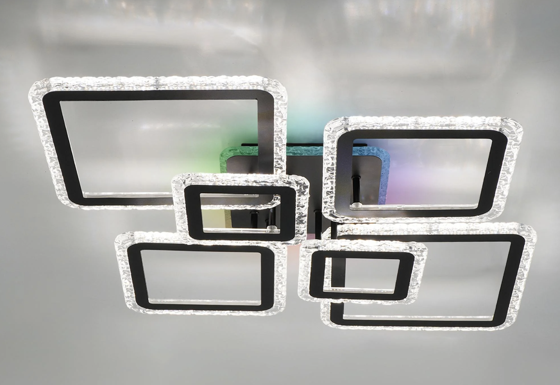 Люстра смарт світлодіодна ESLLSE OVAL ICE RGB 7S 120 Вт керована з підсвіткою RGB 960x750x110 мм Чорний (10481)