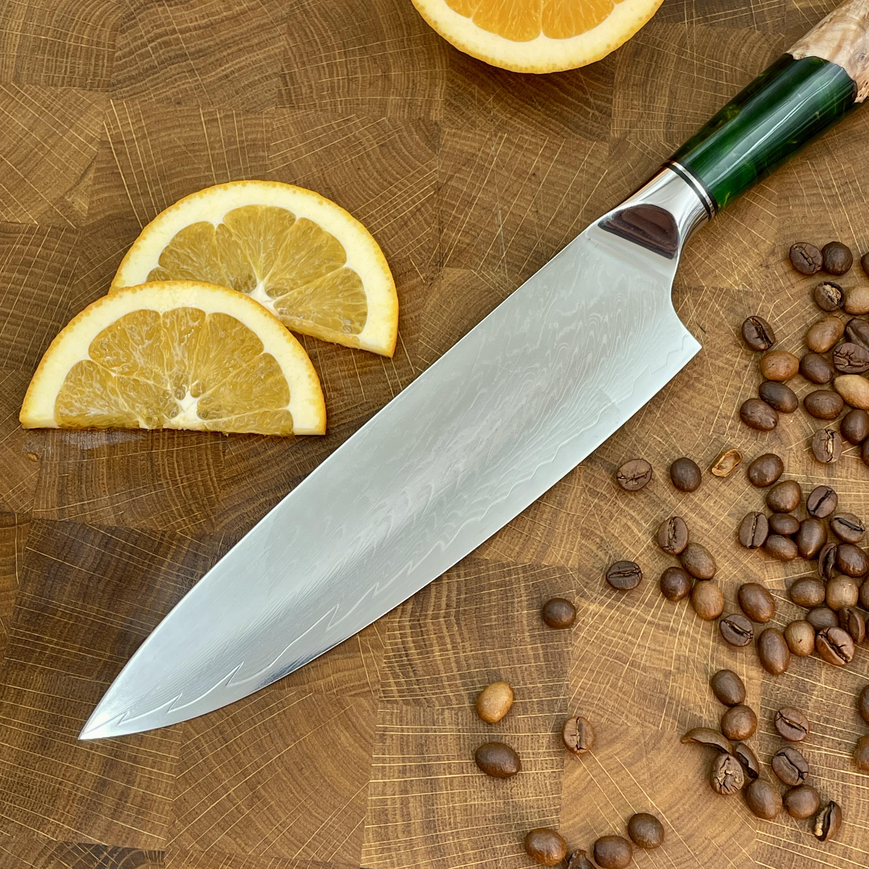 Нож кухонный Шеф VG-10 Green Brown (30219547) - фото 2 Нож кухонный Шеф VG-10 Green Brown (30219547) - фото 2