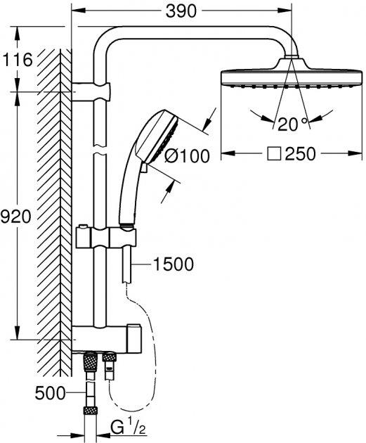 Система душова із перемикачем Grohe Tempesta Cosmop System (26694000) - фото 2