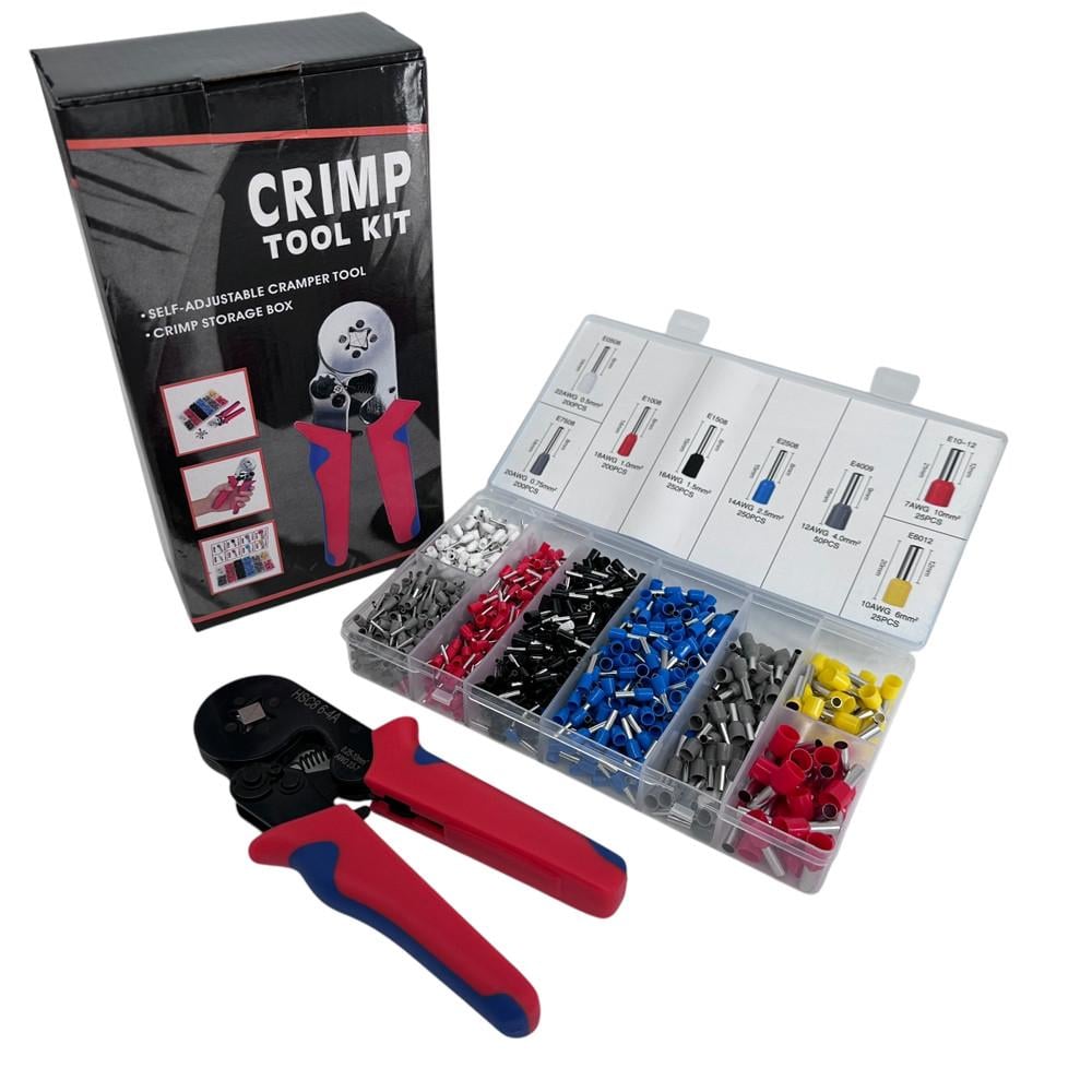 Набор гильзовых наконечников с обжимными клещами HSC8 для опрессования проводов 1200 шт. (2577288651)